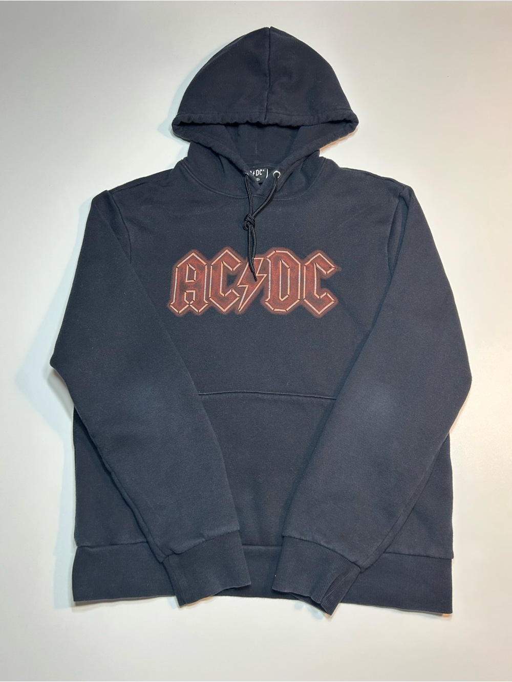AC/DC Black Pullover Hoodie Red Outline Logo Graphic Band Merch
